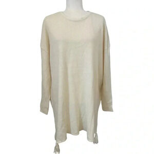 Linda Lundstrom Womens Cream Wool Blend Tunic Sweater